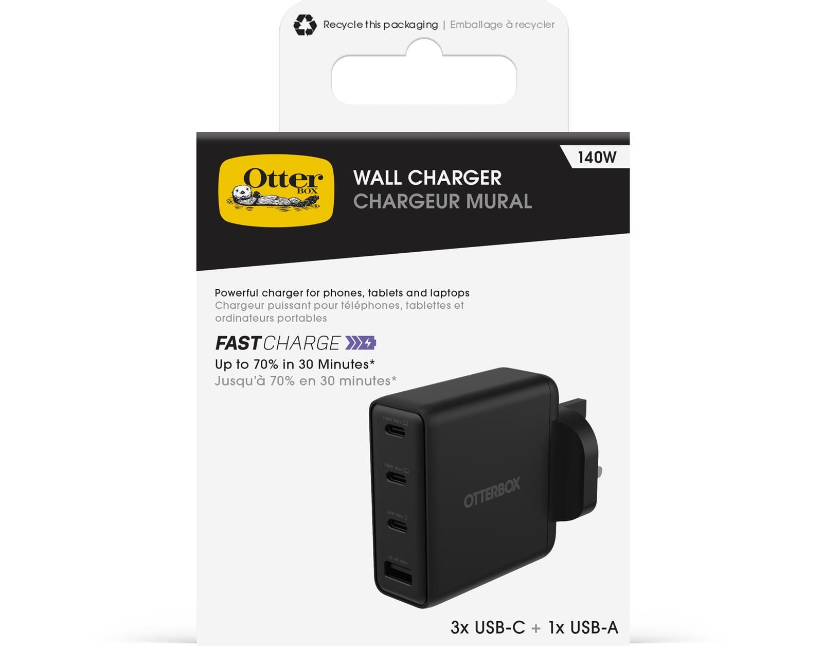 photo of OtterBox Standard GaN Charger 140W 3xC/1xA - Black 2