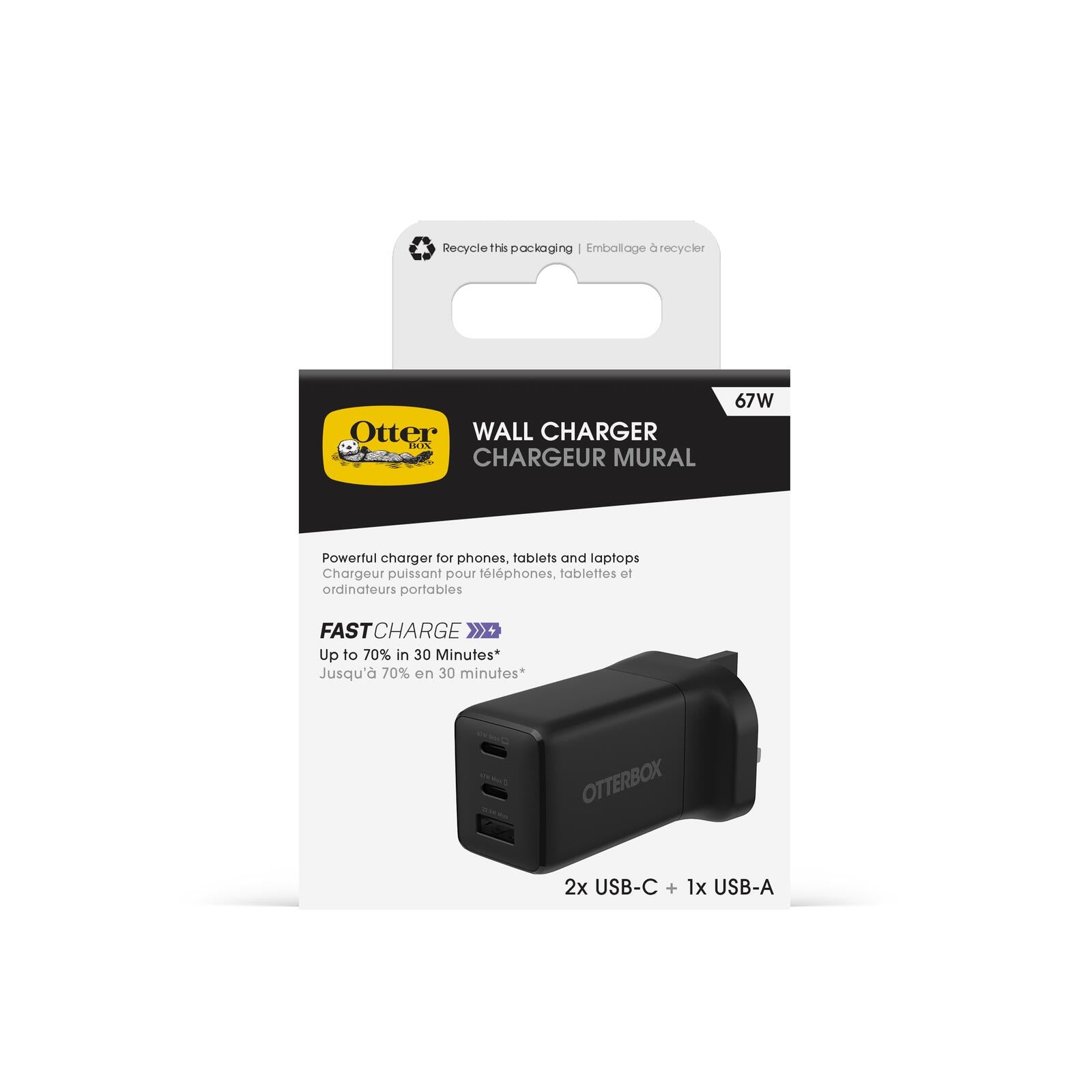 Photo of OtterBox Standard GaN Charger 67W 2xC/1xA - Black 2