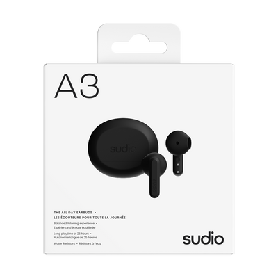 Sudio A3 True Wireless Earbuds - Black