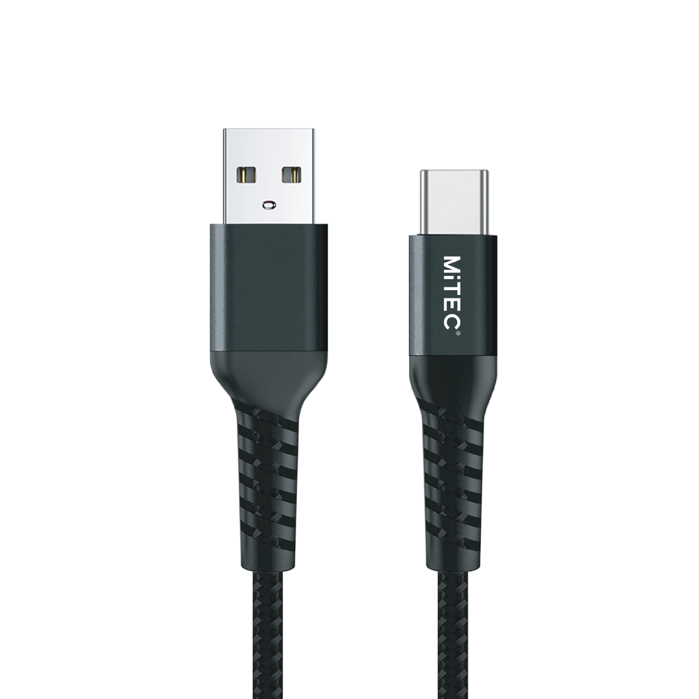 MiTEC STYLE MiPOWER USB-C to USB-A  Braided Cable - 1m - Black