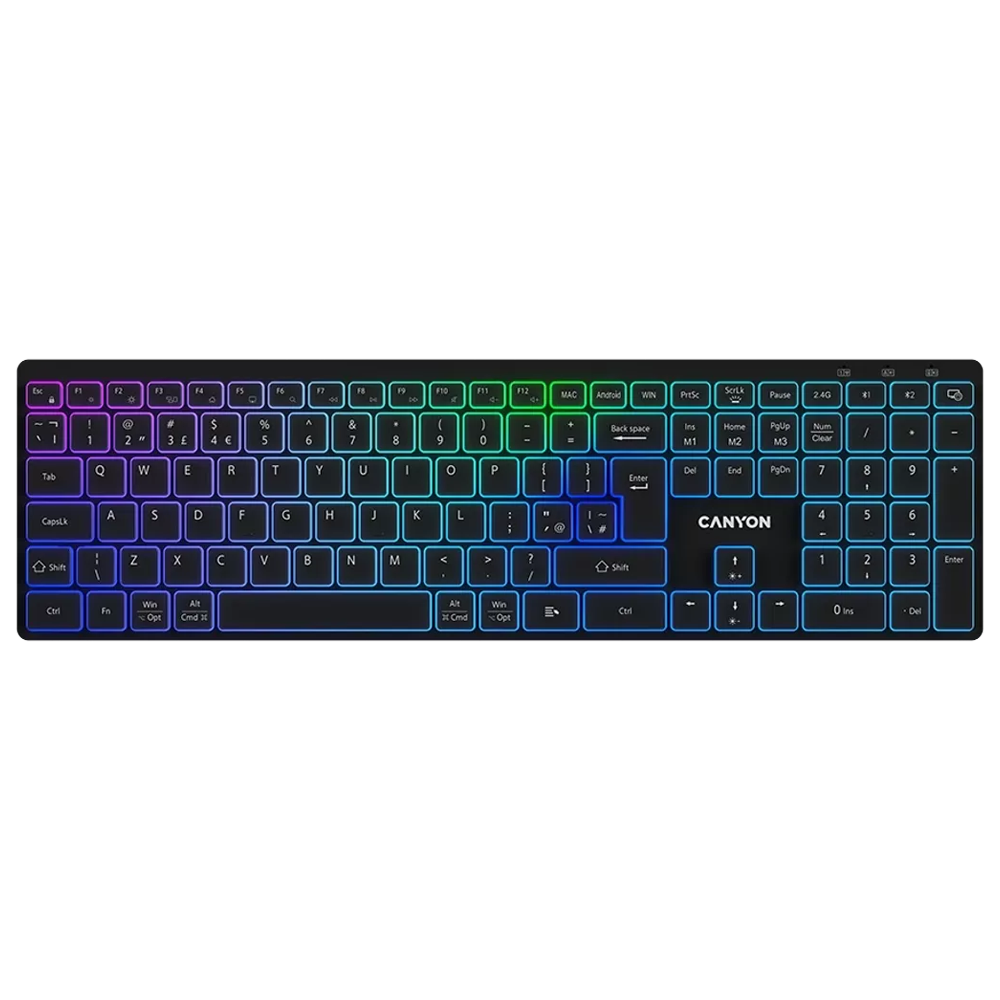 Canyon Keyboard HKB-W11 UK/US RGB Dual Mode Wireless Black