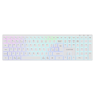 Canyon Keyboard HKB-W11 UK/US RGB Dual Mode Wireless White