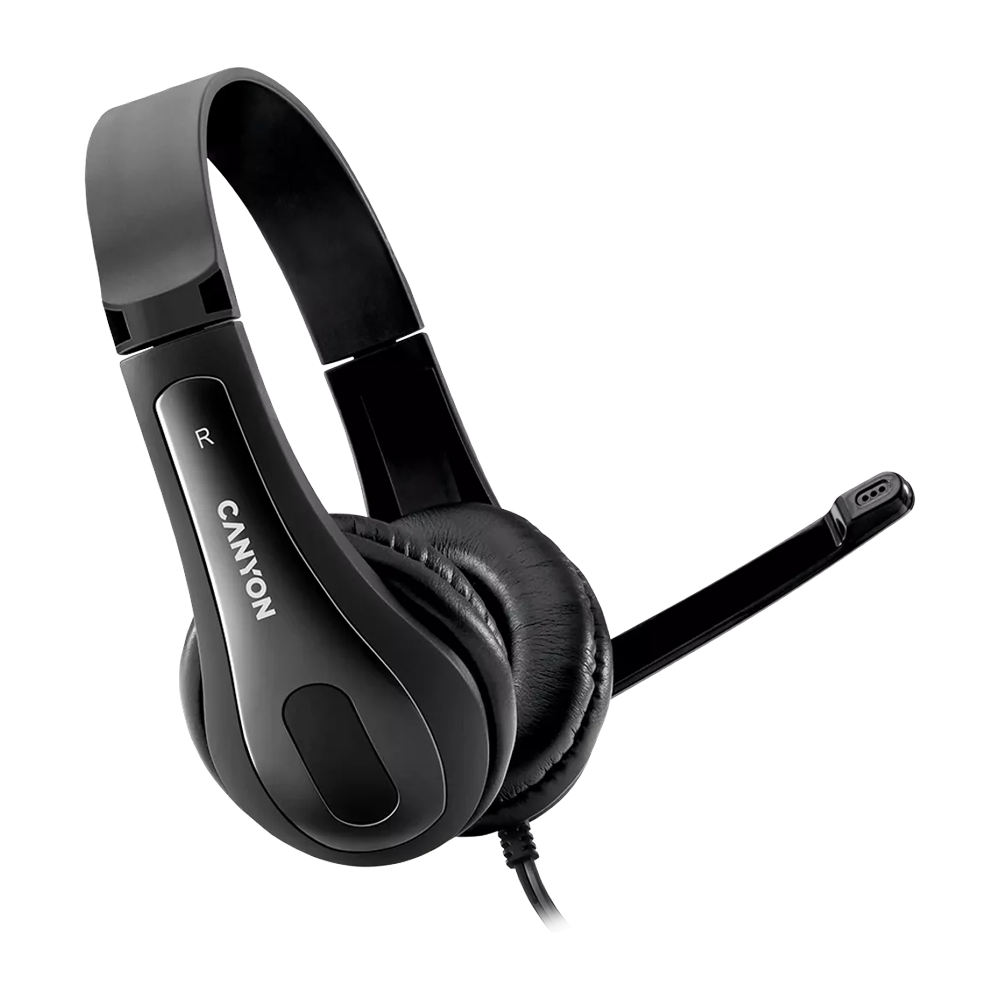 Canyon PC Headset W/Mic Flat 2M HSC-1 Black