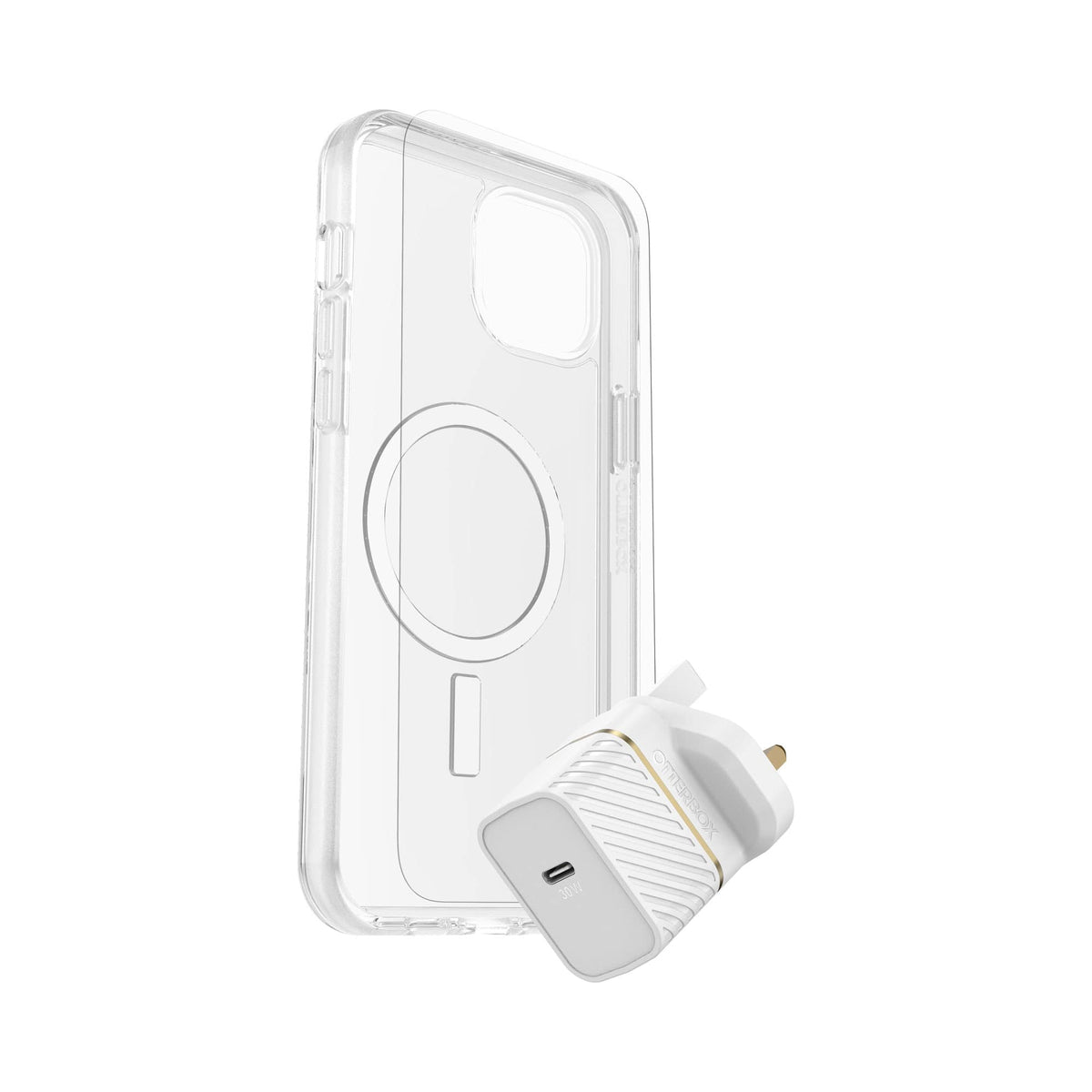 OtterBox KIT for iPhone 15 Plus - Symmetry+ Clear Cover with MagSafe / Glass Screen Protector / 30W Charger