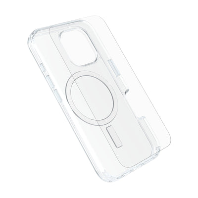 OtterBox Symmetry Clear MagSafe Cover + Premium Glass + Fast Charge Wall Charger 30W for iPhone 16