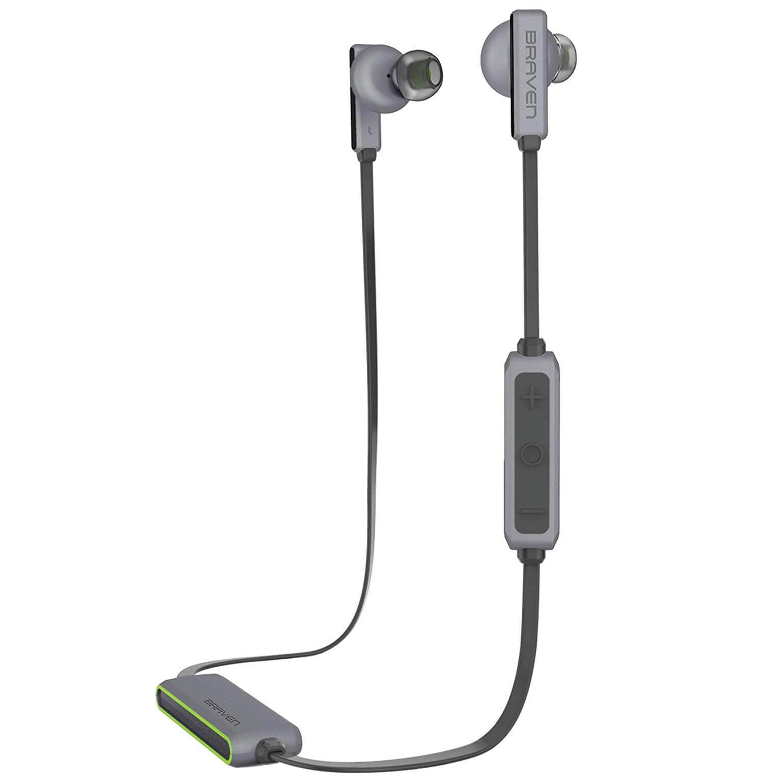 Braven Flye Sport Bluetooth EarBuds - Grey/Green